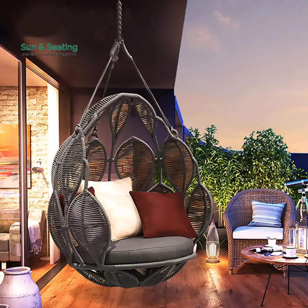 Tasse Single Seater Hanging Swing Without Stand For Balcony Garden Swing (Black) Braided & Rope Swings