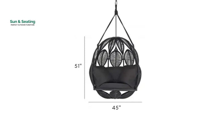 Tasse Single Seater Hanging Swing Without Stand For Balcony Garden Swing (Black) Braided &amp; Rope Swings