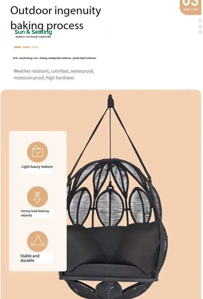 Tasse Single Seater Hanging Swing Without Stand For Balcony Garden Swing (Black) Braided &amp; Rope Swings