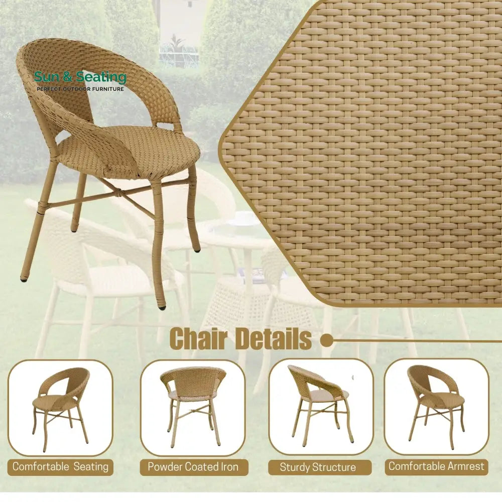 Tatiana 5-Piece Outdoor Rattan Wicker Patio Bistro Set Patio Set