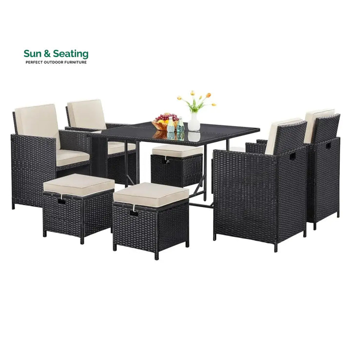 Tavisha 9-Piece Outdoor Patio Rattan Dining Set Dining Set