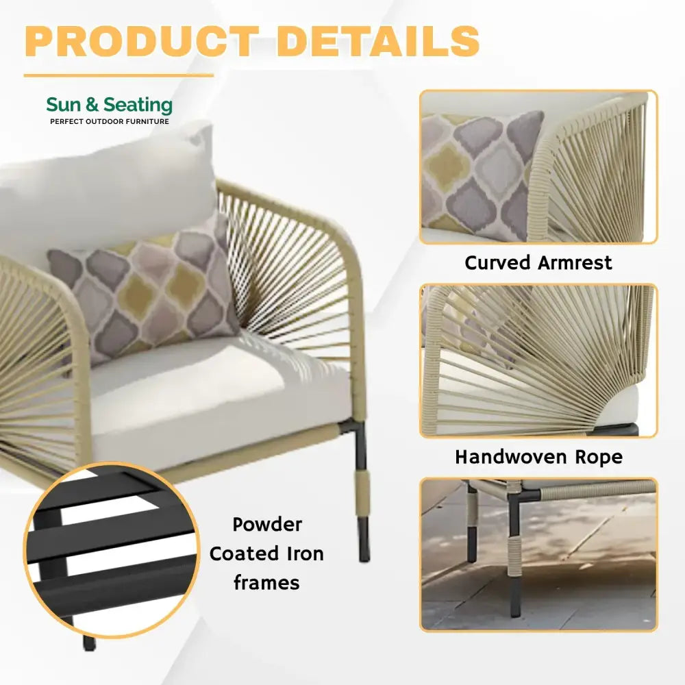 Taylor 3 Piece Garden Outdoor Rope Patio Set Patio Set