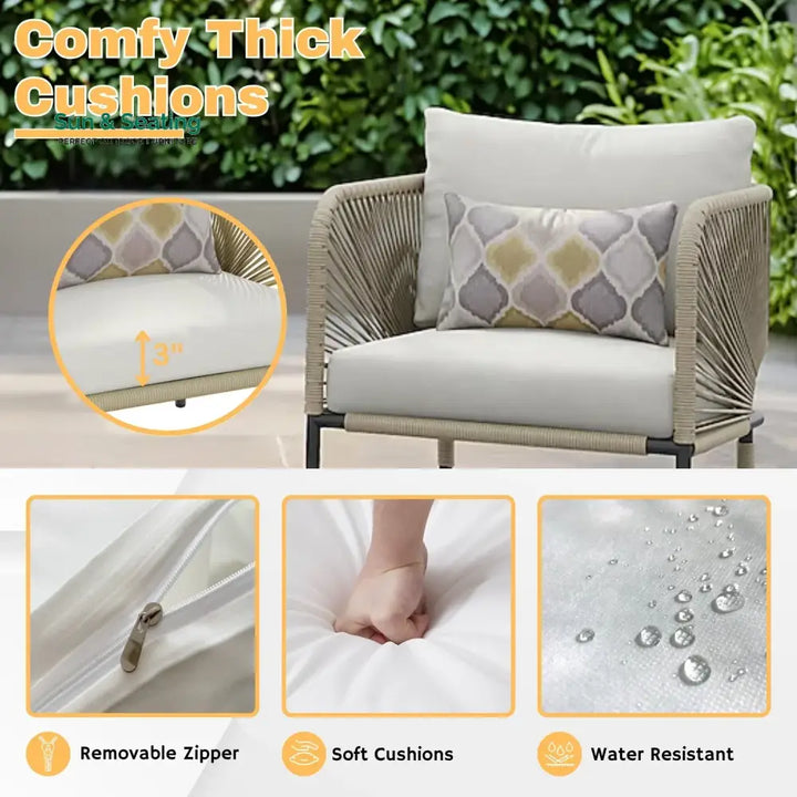 Taylor 3 Piece Garden Outdoor Rope Patio Set Patio Set