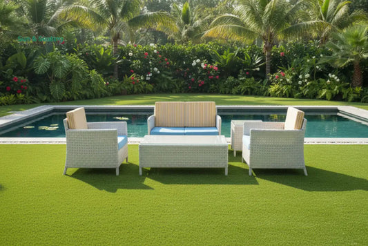 Tecla Outdoor Sofa Set 2 Seater 2 Single seater and 1 Center Table (Off White) Sofa Sets