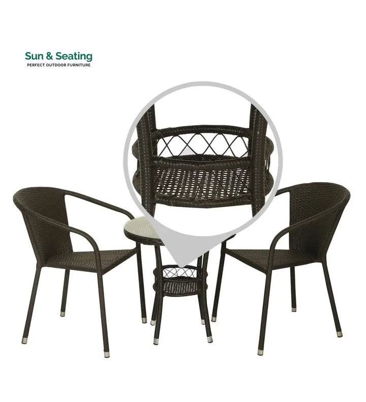 Ted Outdoor Patio Seating Set 2 Chairs and 1 Table Set (Black) Coffee Table Sets