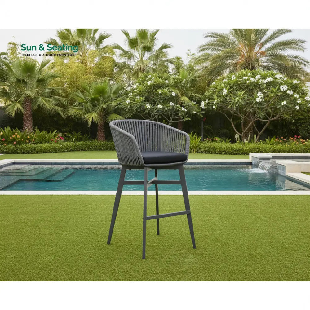 Teobaldo Outdoor Bar Chair 1 Garden Patio Bar stool For Balcony Chair (Dark Grey) Bar Sets