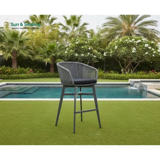 Teobaldo Outdoor Bar Chair 1 Garden Patio Bar stool For Balcony Chair (Dark Grey) Bar Sets