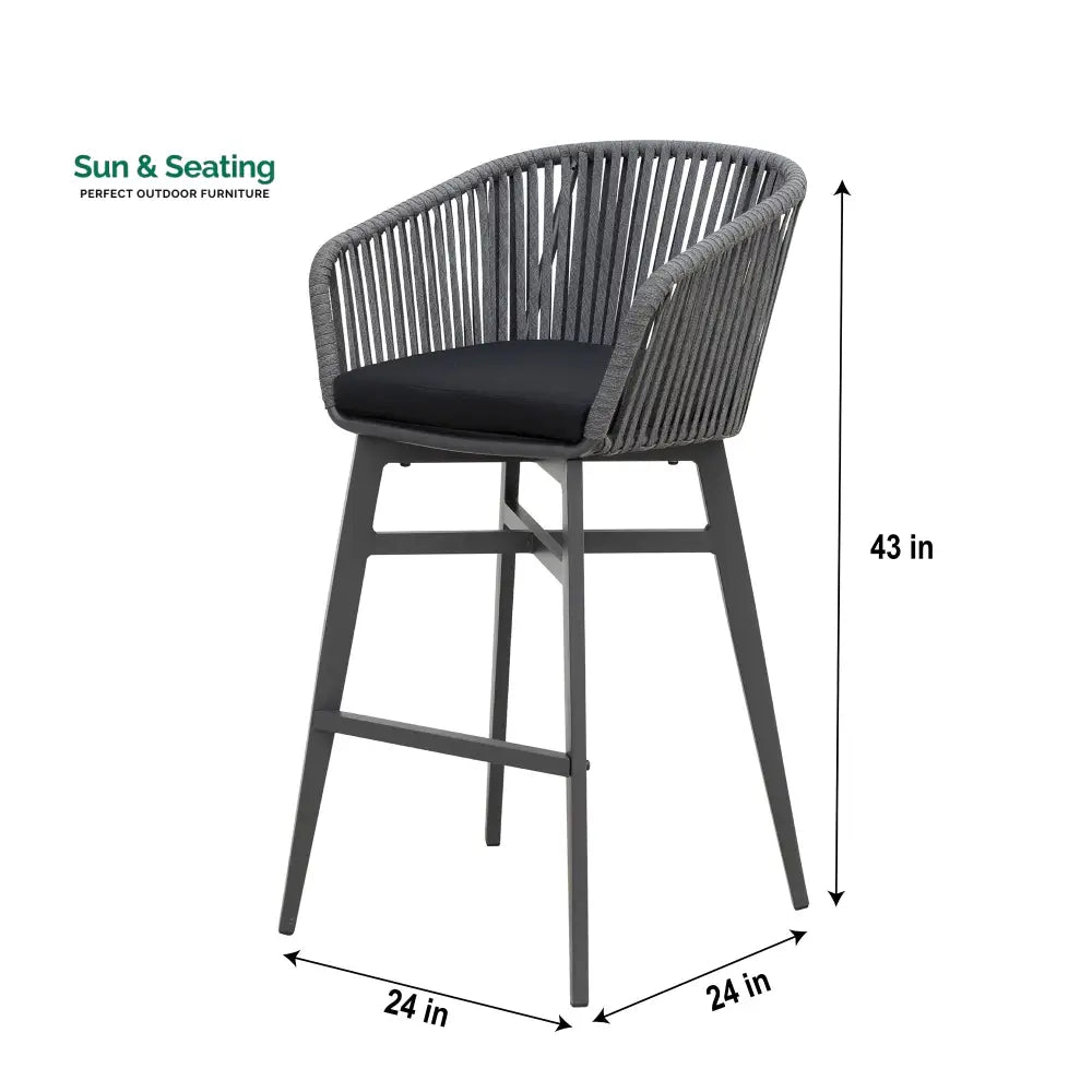 Teobaldo Outdoor Bar Chair 1 Garden Patio Bar stool For Balcony Chair (Dark Grey) Bar Sets