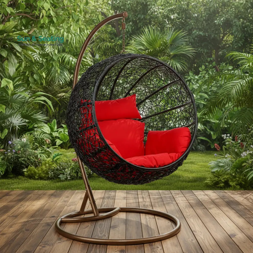 Teofila Single Seater Hanging Swing With Stand For Balcony Garden Swing (Black) Swings