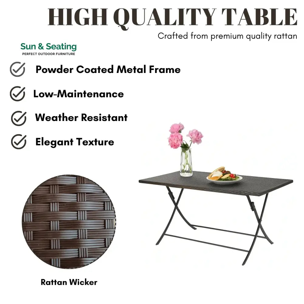 Thalia 7-Piece Outdoor Rattan Wicker Dining Table Set Dining Set