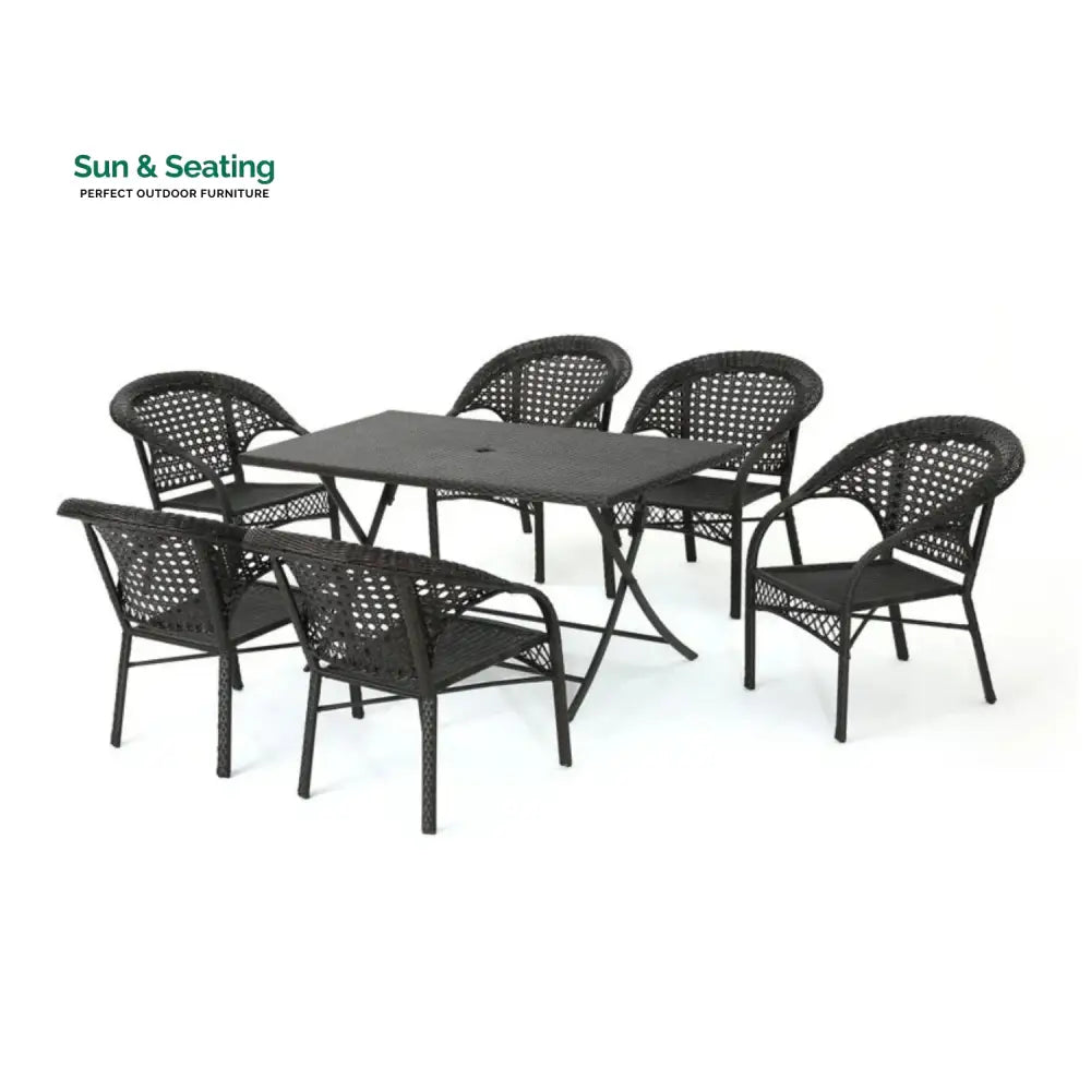 Thalia 7-Piece Outdoor Rattan Wicker Dining Table Set Dining Set