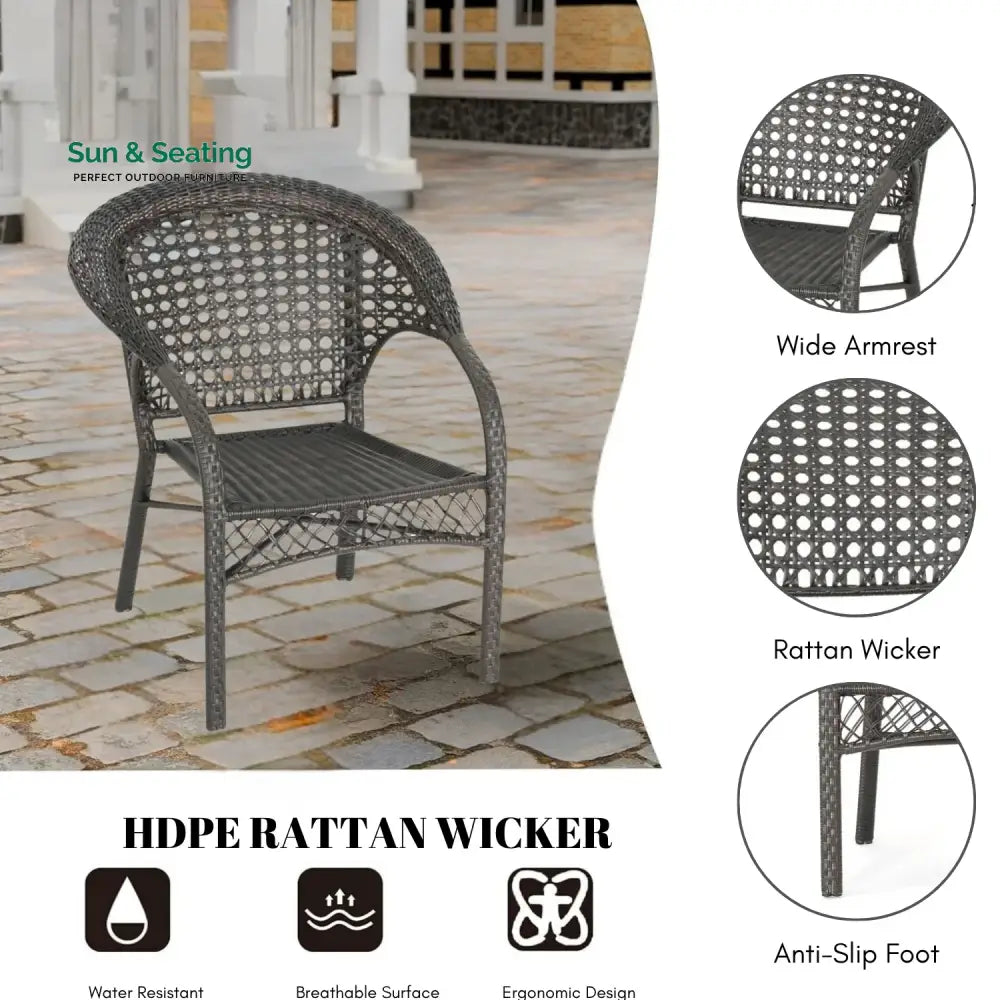 Thalia 7-Piece Outdoor Rattan Wicker Dining Table Set Dining Set