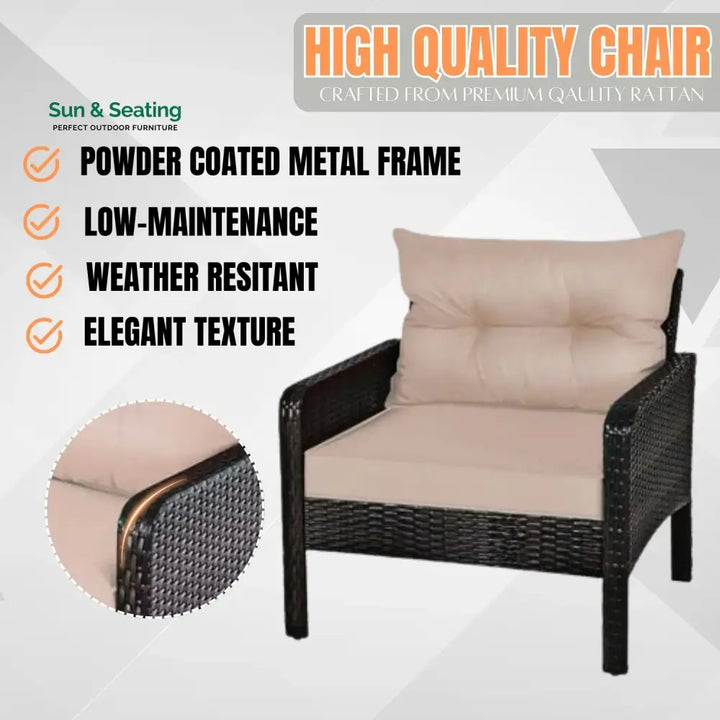Thalia Outdoor Wicker 5-Piece Patio Sofa Set Patio Sofa Set
