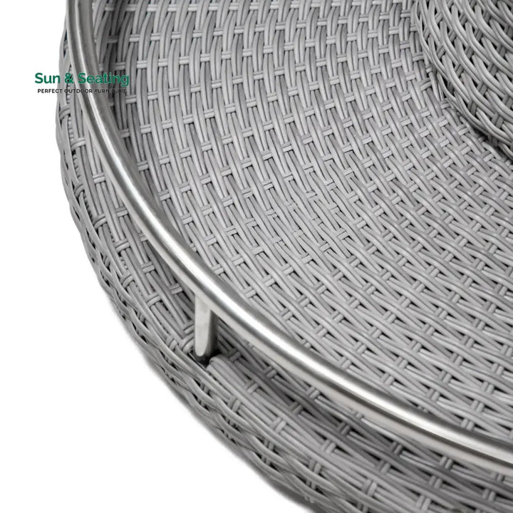Thandi 7-Piece Outdoor Rattan Wicker Bar Set with Round Glass Top Table Bar Set