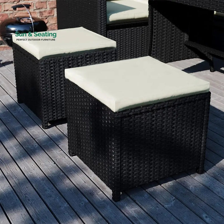 Thea 6-Piece Outdoor Wicker Patio Dining Set – Black/Cream Sofa Set