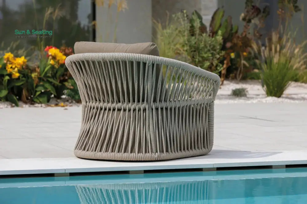 Thoma Outdoor Garden Balcony Sofa Set 2 Seater 2 Single Seater 1 Center Table Set Braid &amp; Rope (Beige) Sofa Sets