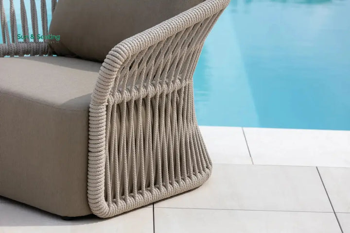 Thoma Outdoor Garden Balcony Sofa Set 2 Seater 2 Single Seater 1 Center Table Set Braid &amp; Rope (Beige) Sofa Sets