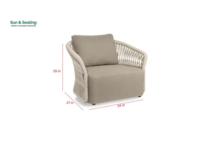 Thoma Outdoor Garden Balcony Sofa Set 2 Seater 2 Single Seater 1 Center Table Set Braid &amp; Rope (Beige) Sofa Sets