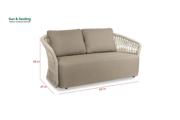 Thoma Outdoor Garden Balcony Sofa Set 2 Seater 2 Single Seater 1 Center Table Set Braid &amp; Rope (Beige) Sofa Sets