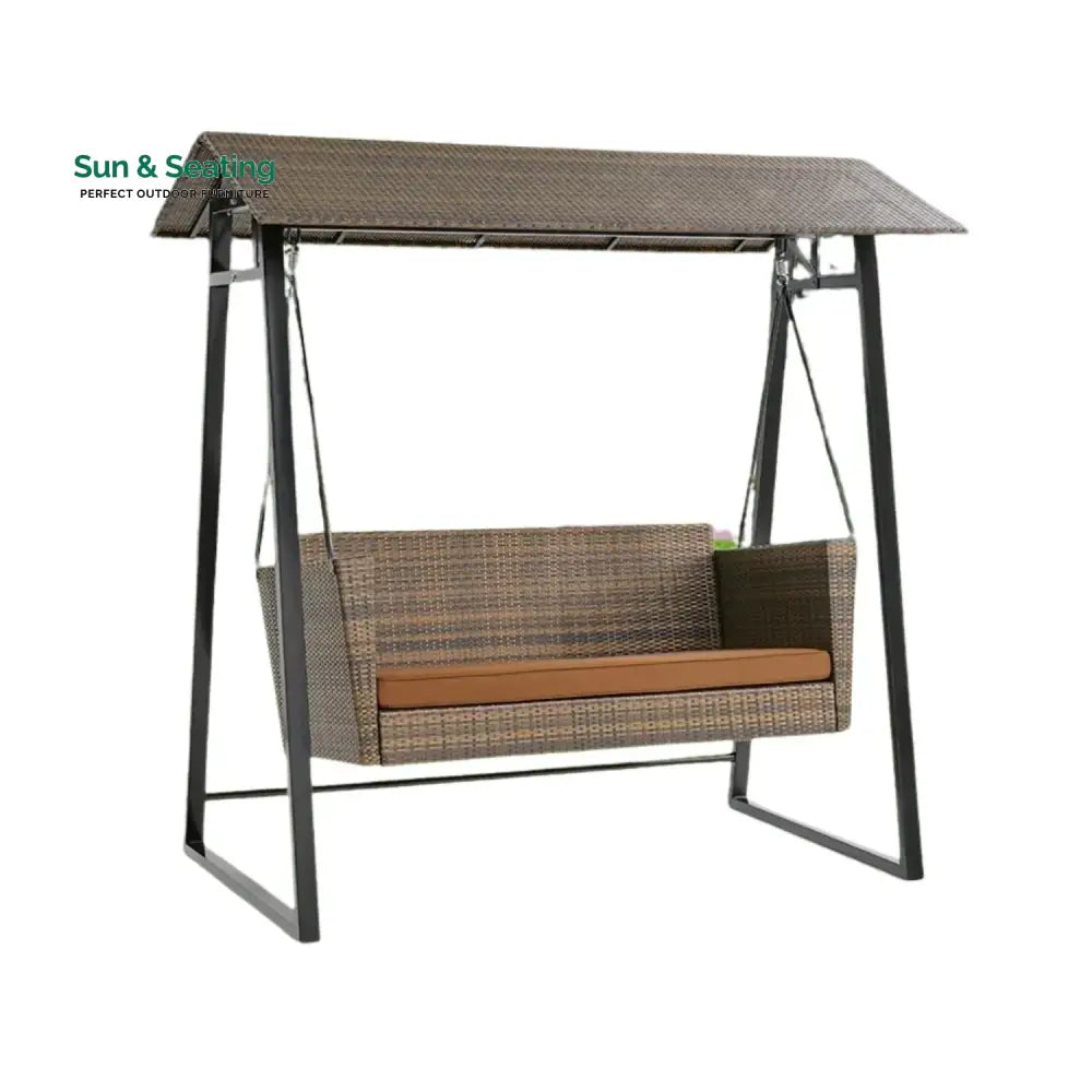 Tigist All Weather Wicker 2-Seat Patio Swing Chair with Shade &amp; Cushions Swing