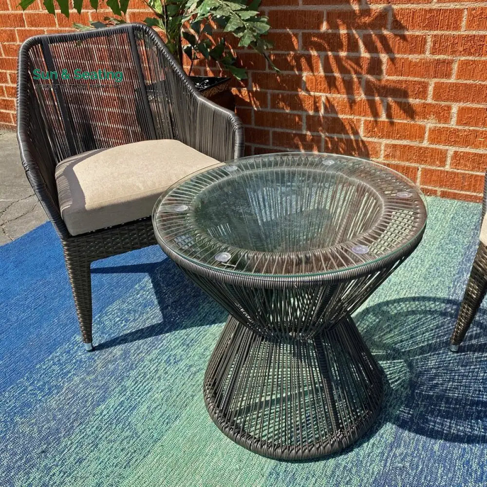 Tim Outdoor Patio Seating Set 2 Chairs and 1 Table Set (Brown) Coffee Table Sets