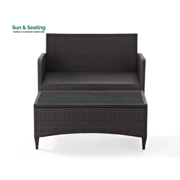 Tino Outdoor 2 seater Sofa and 1 Center Table (Dark Brown + Red) Sofa Sets