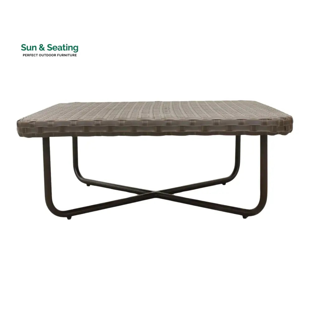 Tinsley Outdoor Rope 4-Piece Patio Sofa Set with Wicker Top Table (Brown &amp; White) Sofa Set