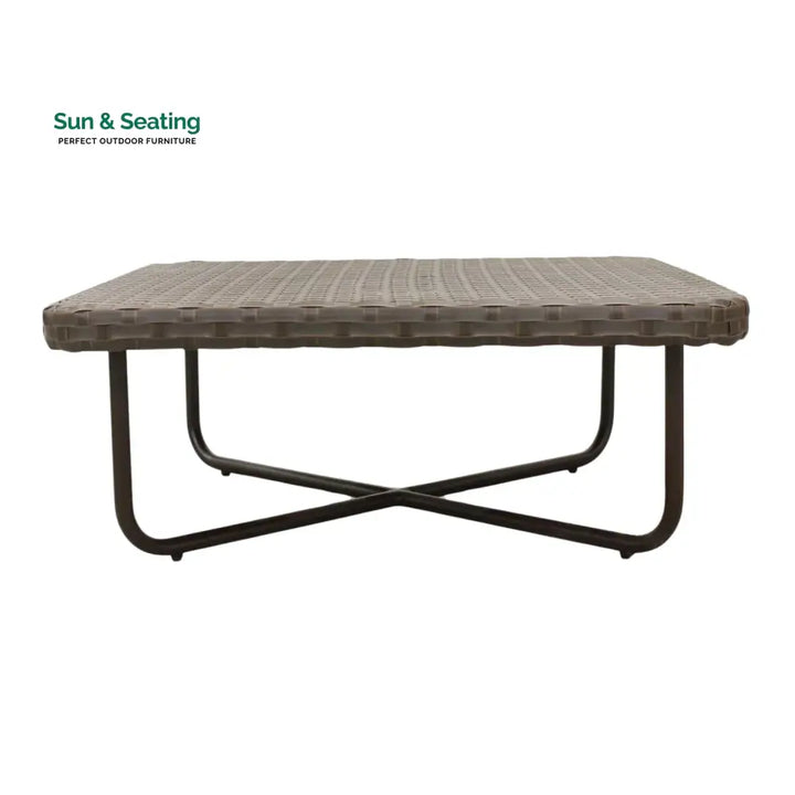 Tinsley Outdoor Rope 4-Piece Patio Sofa Set with Wicker Top Table (Brown &amp; White) Sofa Set