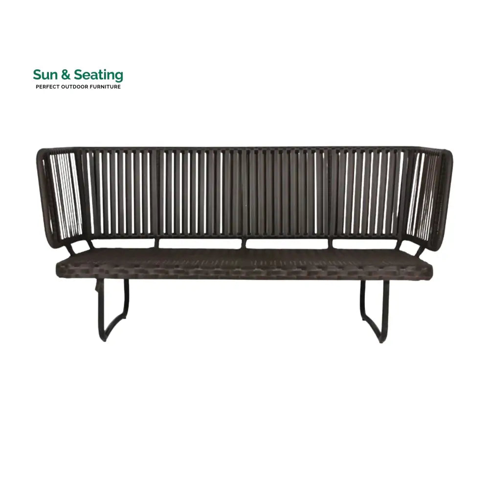 Tinsley Outdoor Rope 4-Piece Patio Sofa Set with Wicker Top Table (Brown &amp; White) Sofa Set