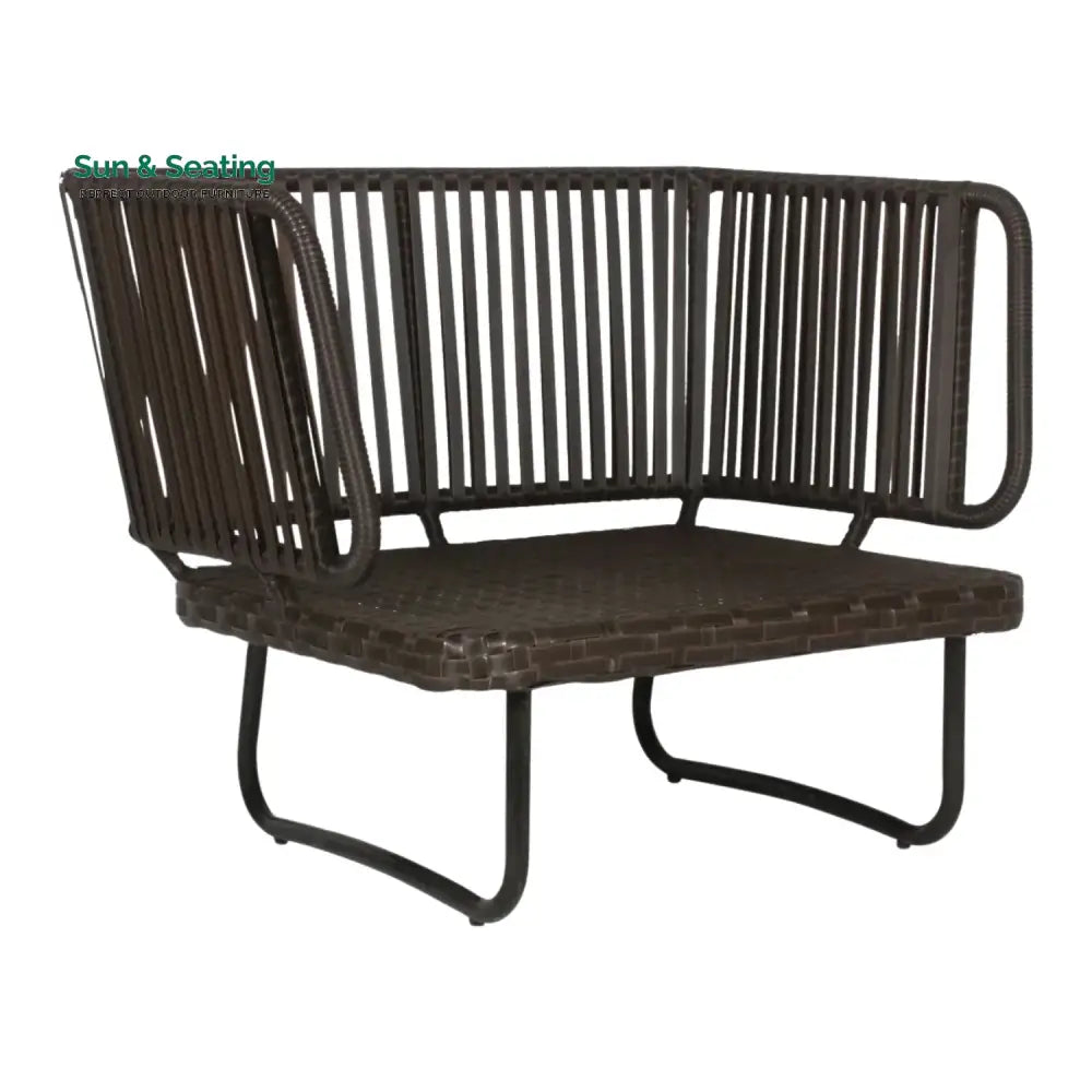 Tinsley Outdoor Rope 4-Piece Patio Sofa Set with Wicker Top Table (Brown &amp; White) Sofa Set