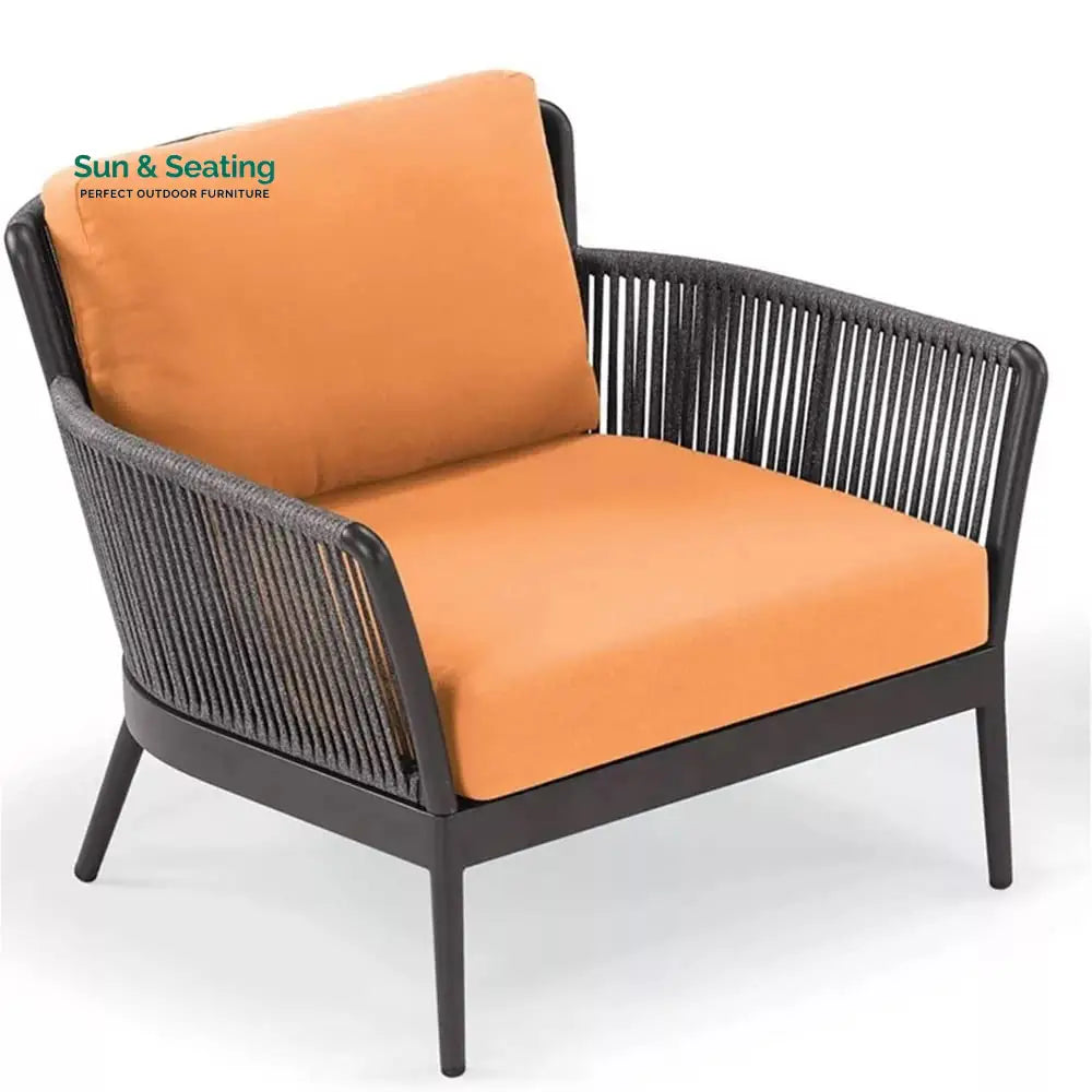 Tito Outdoor Patio Seating Set 2 Chairs and 1 Table Set (ORANGE) Braided &amp; Rope Coffee Table Sets