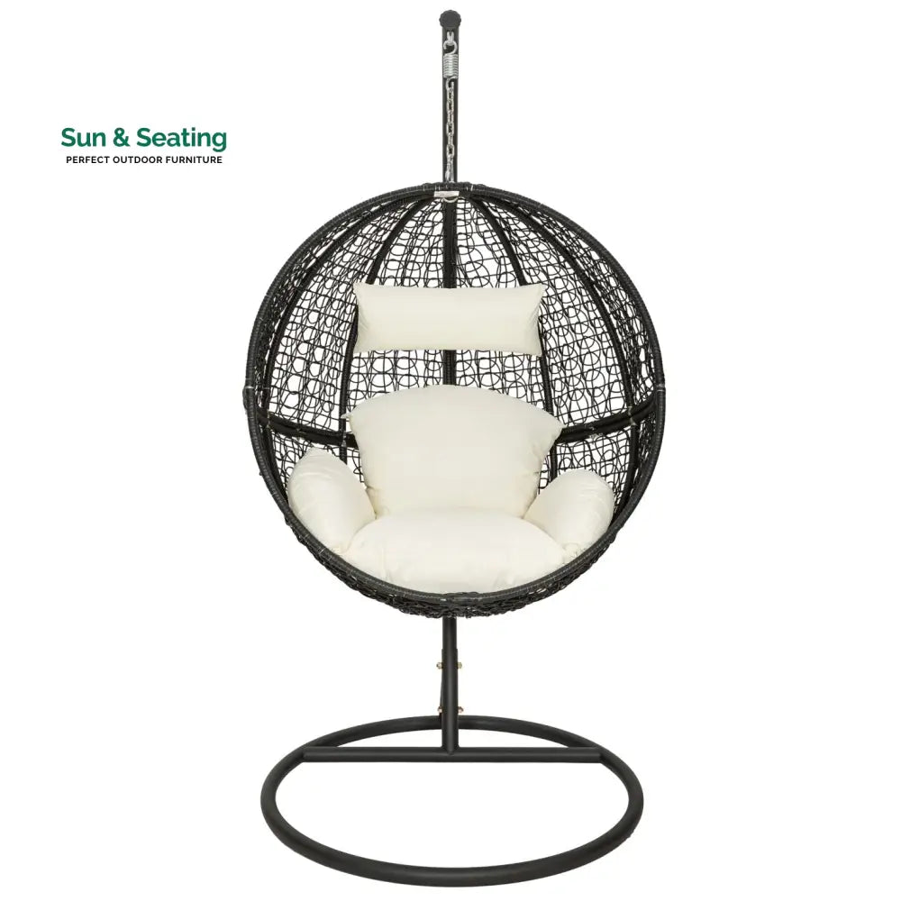 Tocci Single Seater Hanging Swing With Stand For Balcony Garden Swing (Black) Swings