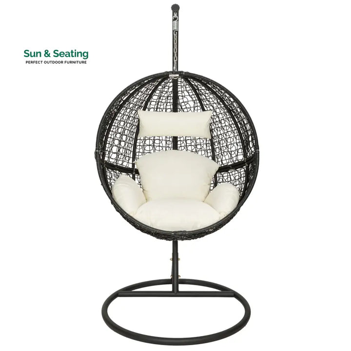 Tocci Single Seater Hanging Swing With Stand For Balcony Garden Swing (Black) Swings