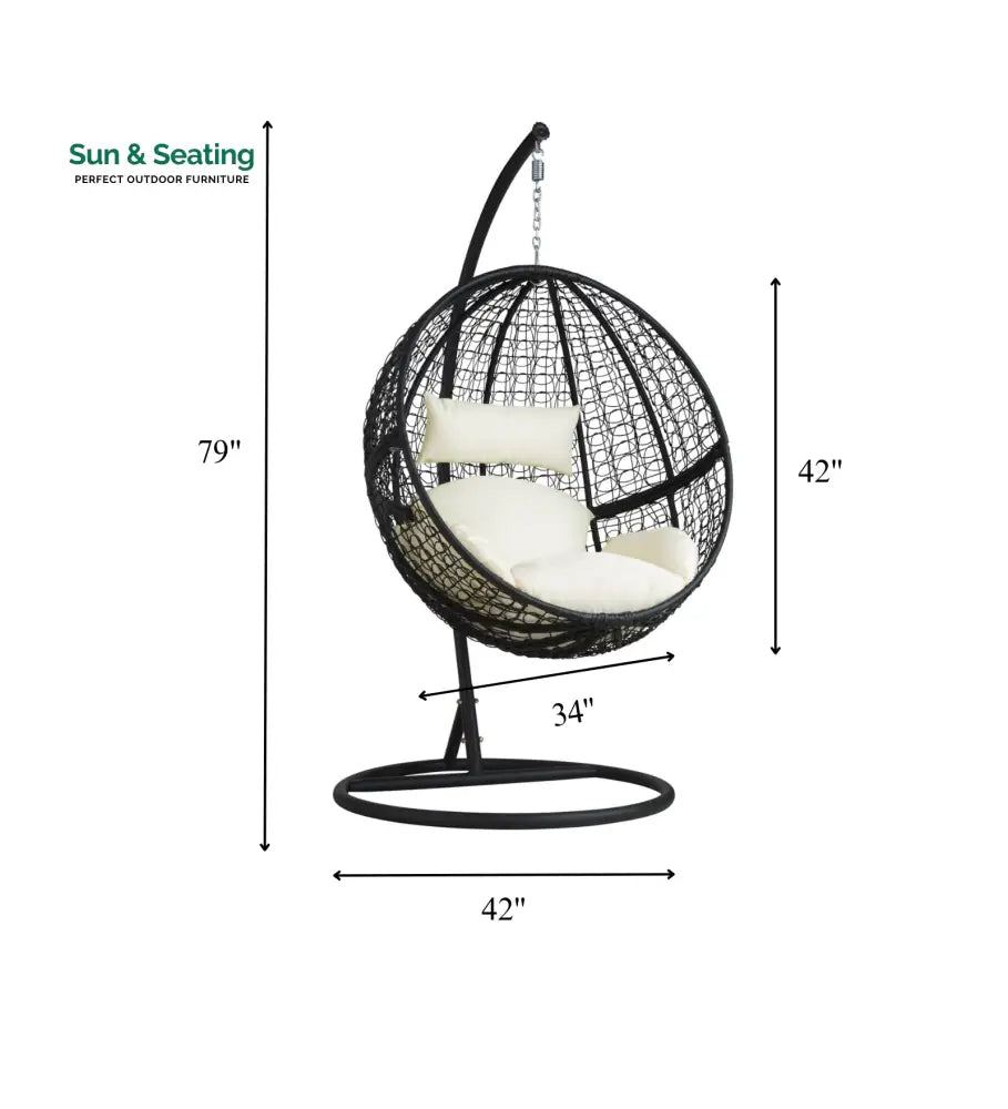 Tocci Single Seater Hanging Swing With Stand For Balcony Garden Swing (Black) Swings