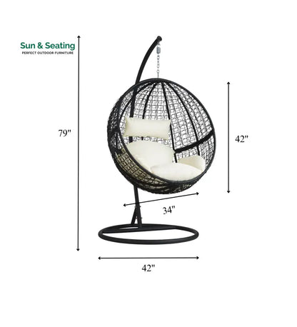 Tocci Single Seater Hanging Swing With Stand For Balcony Garden Swing (Black) Swings