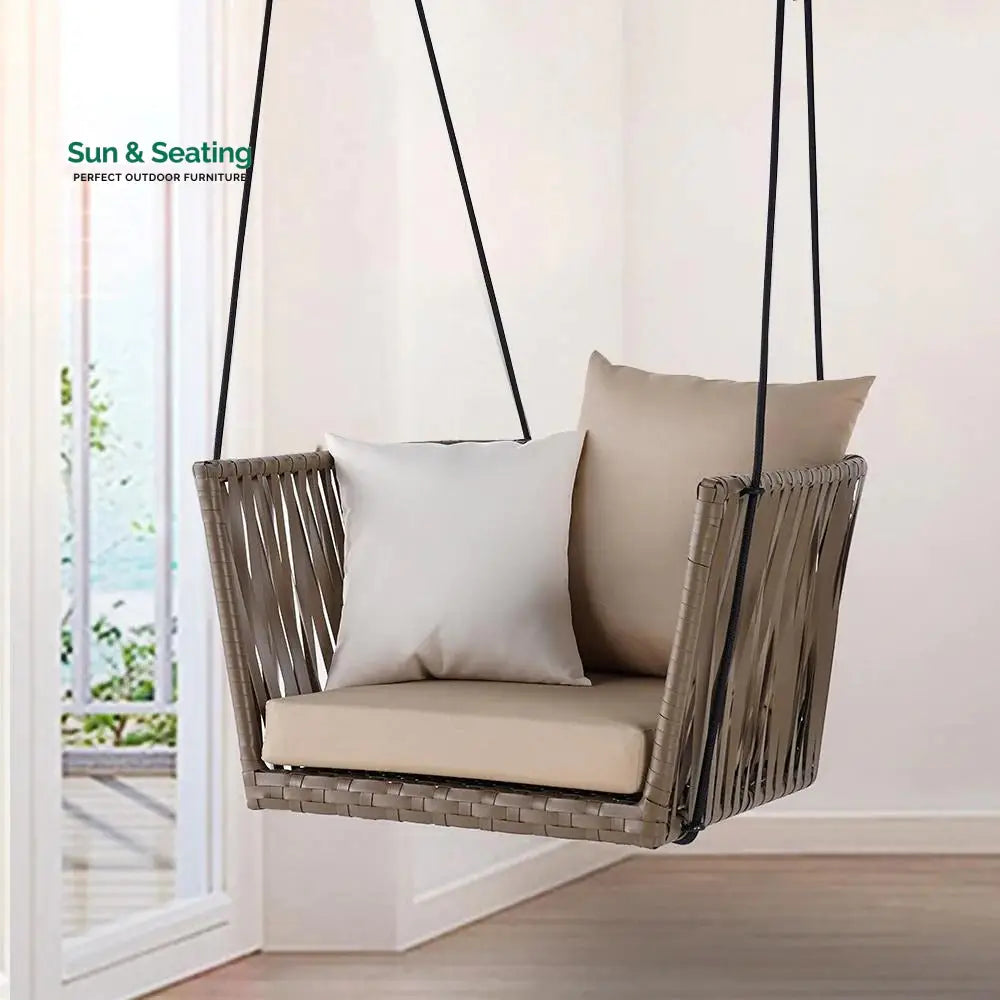 Tofull Single Seater Hanging Swing Without Stand For Balcony Garden Swing (Brown) Swings