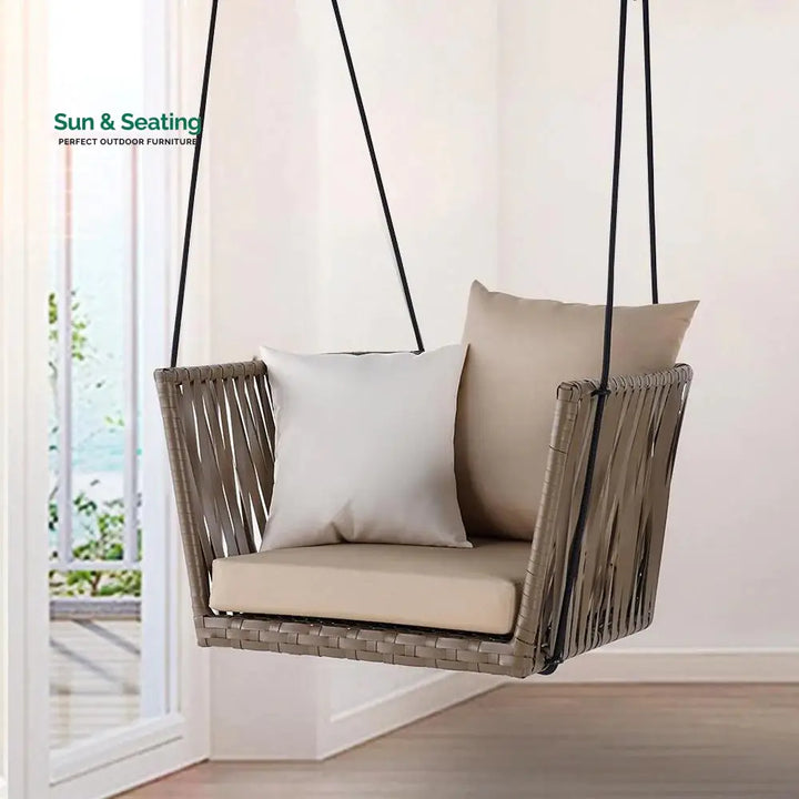 Tofull Single Seater Hanging Swing Without Stand For Balcony Garden Swing (Brown) Swings
