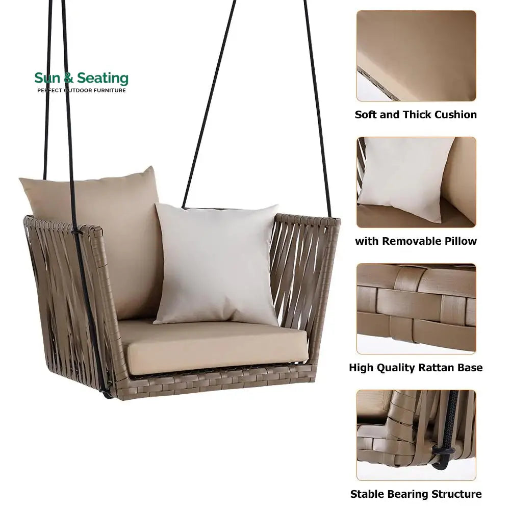 Tofull Single Seater Hanging Swing Without Stand For Balcony Garden Swing (Brown) Swings