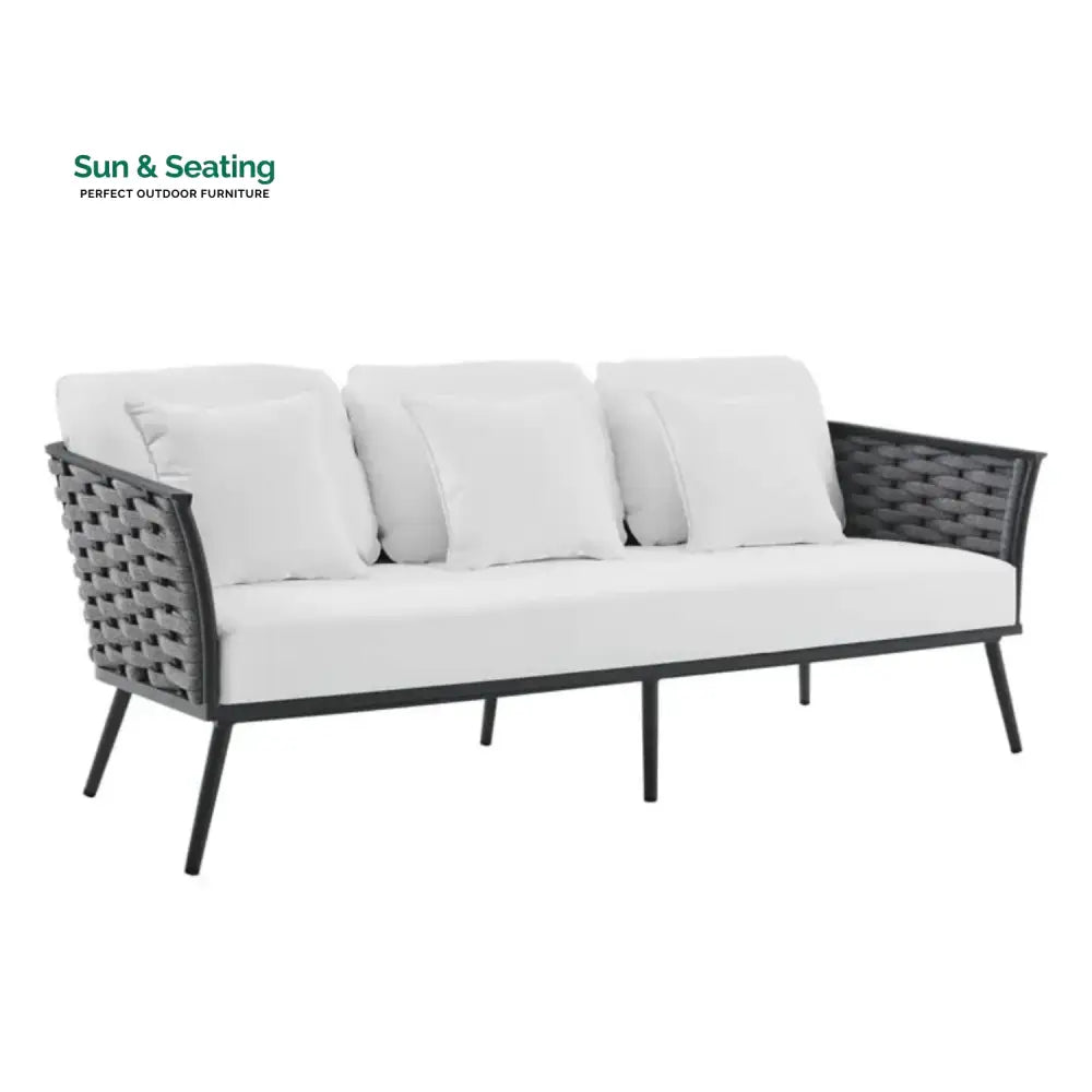Tomoko 6-Piece Outdoor Rope Sofa Set (Grey &amp; White) Sofa Set