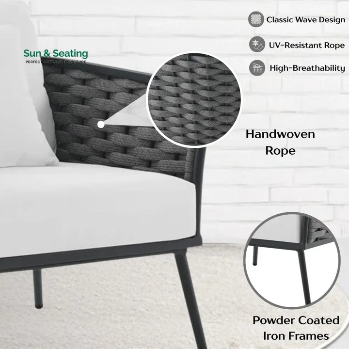 Tomoko 6-Piece Outdoor Rope Sofa Set (Grey &amp; White) Sofa Set