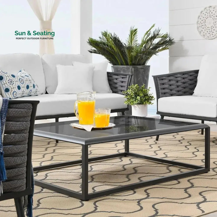 Tomoko 6-Piece Outdoor Rope Sofa Set (Grey &amp; White) Sofa Set