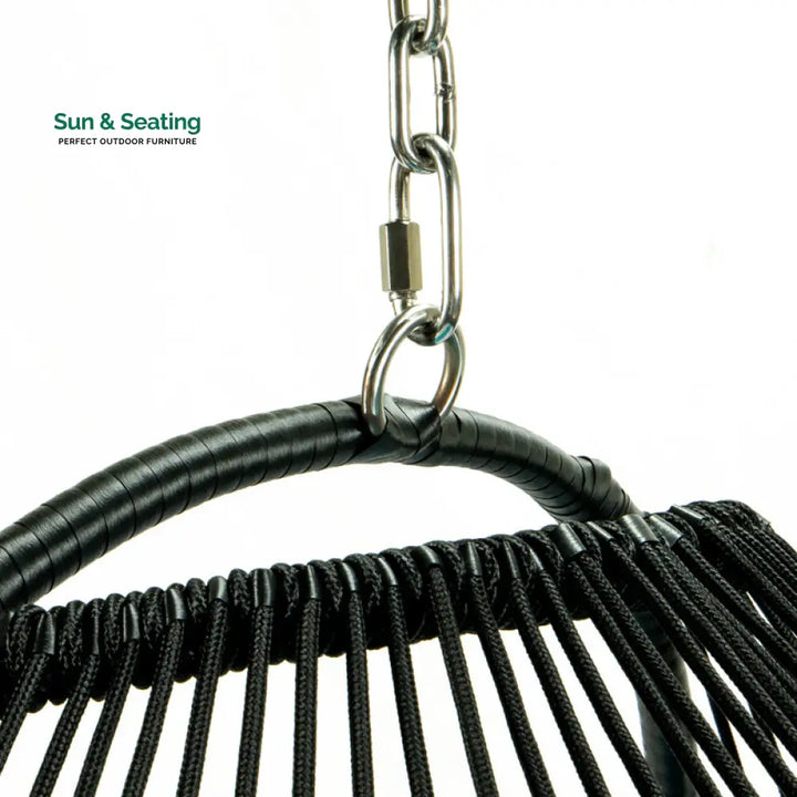 Tonia Double Seater Hanging Swing With Stand For Balcony Garden Swing (Black) Braided and Rope Swings