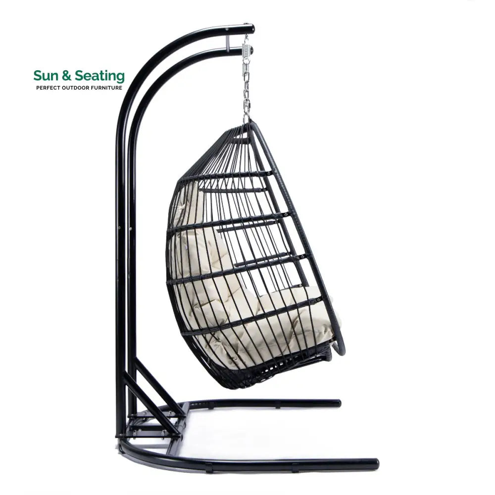 Tonia Double Seater Hanging Swing With Stand For Balcony Garden Swing (Black) Braided and Rope Swings