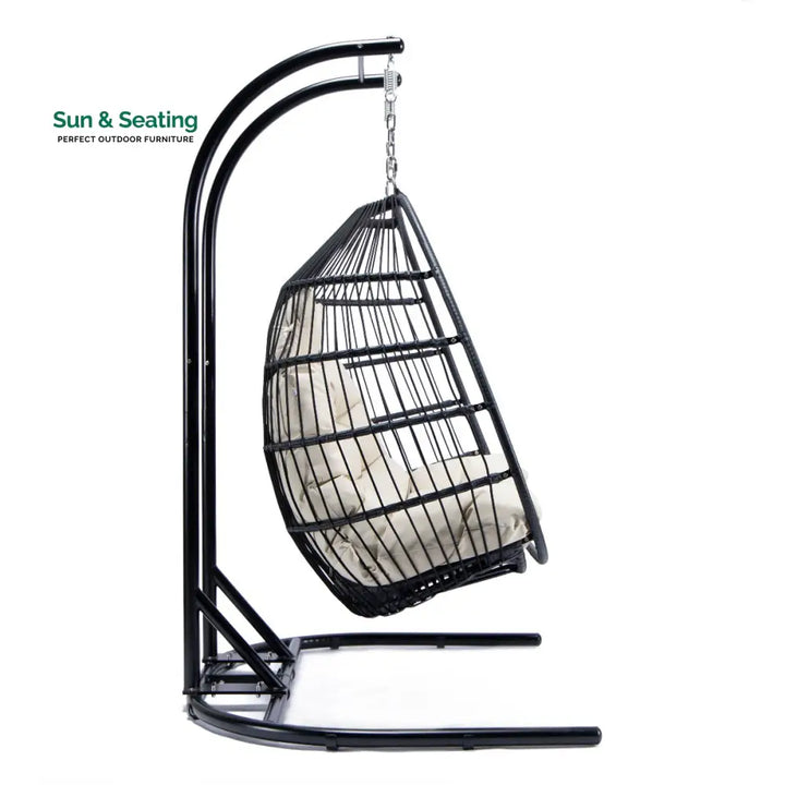 Tonia Double Seater Hanging Swing With Stand For Balcony Garden Swing (Black) Braided and Rope Swings