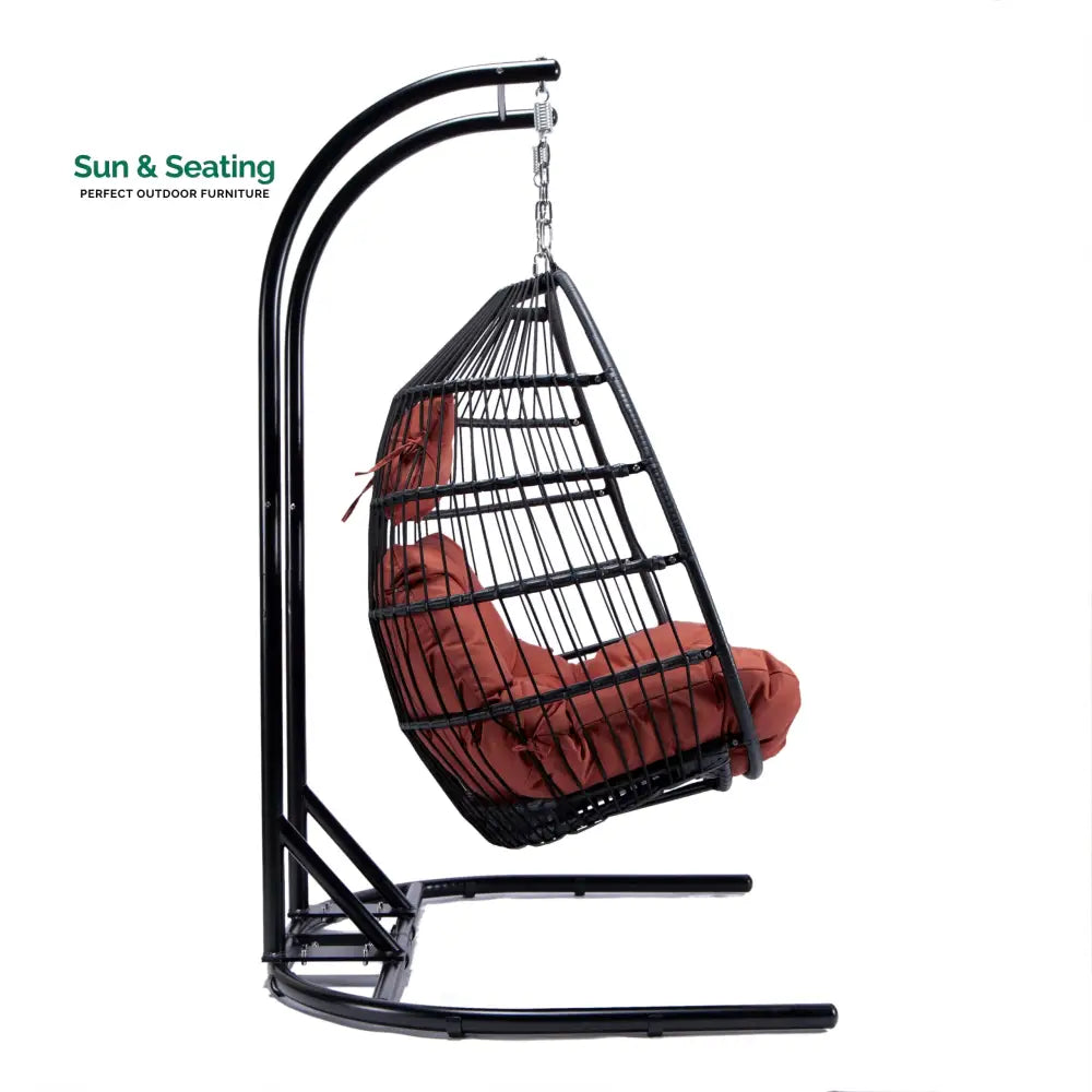 Tonia Double Seater Hanging Swing With Stand For Balcony Garden Swing (Black) Braided and Rope Swings