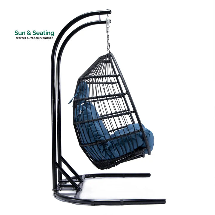 Tonia Double Seater Hanging Swing With Stand For Balcony Garden Swing (Black) Braided and Rope Swings