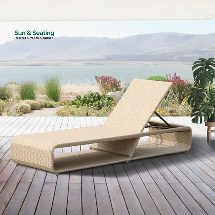 Tonio Outdoor Swimming Poolside Lounger (Beige) Loungers