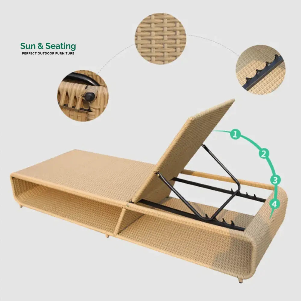 Tonio Outdoor Swimming Poolside Lounger (Beige) Loungers