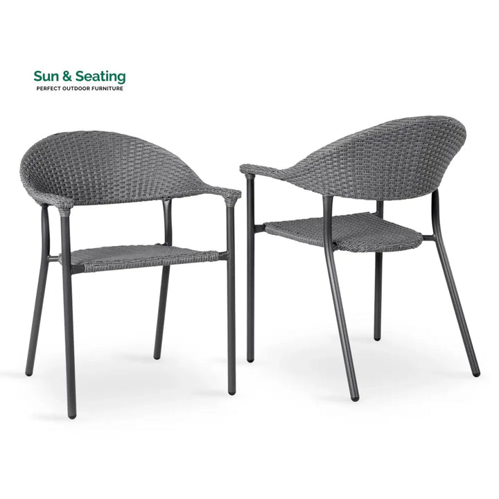 Topia Outdoor Patio Seating Set 2 Chairs and 1 Table Set (Dark Grey) Coffee Table Sets