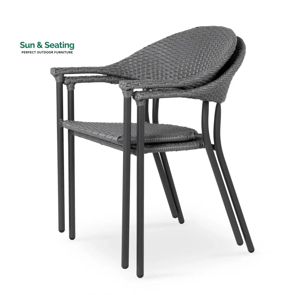 Topia Outdoor Patio Seating Set 2 Chairs and 1 Table Set (Dark Grey) Coffee Table Sets